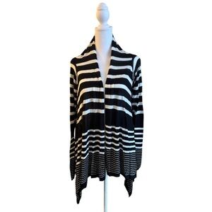 Tart Collections Black White Striped Open Front Cardigan XS